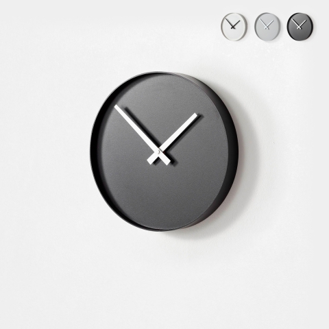 Horloge murale ronde 25 cm en métal design moderne Tokei Promotion