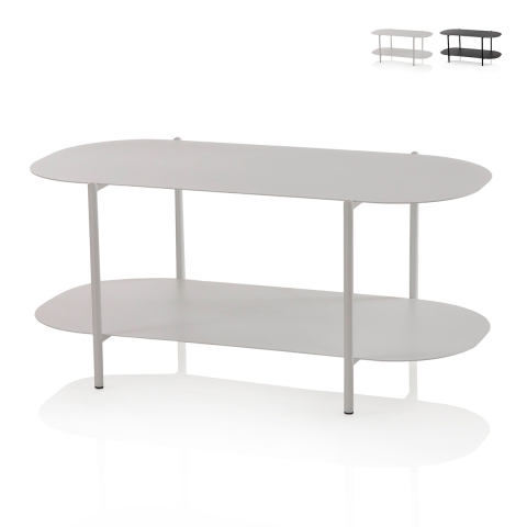 Table basse design moderne en métal avec étagère Vitko Promotion