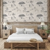 Papier peint vintage animaux safari beige pour tête de lit Promotion