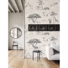 Papier peint vintage animaux safari beige pour tête de lit Remises