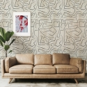 Papier peint blanc moderne design artistique Graffiti Rayures Noires Promotion