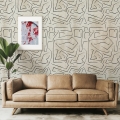 Papier peint blanc moderne design artistique Graffiti Rayures Noires Promotion
