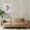 Papier peint blanc moderne design artistique Graffiti Rayures Noires Promotion