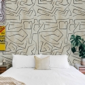Papier peint blanc moderne design artistique Graffiti Rayures Noires Vente