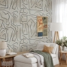 Papier peint blanc moderne design artistique Graffiti Rayures Noires Offre