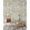 Papier peint blanc moderne design artistique Graffiti Rayures Noires Réductions