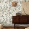 Papier peint blanc moderne design artistique Graffiti Rayures Noires Remises
