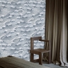 Papier peint adhésif vintage artistique aux vagues bleu et blanc Mer Remises