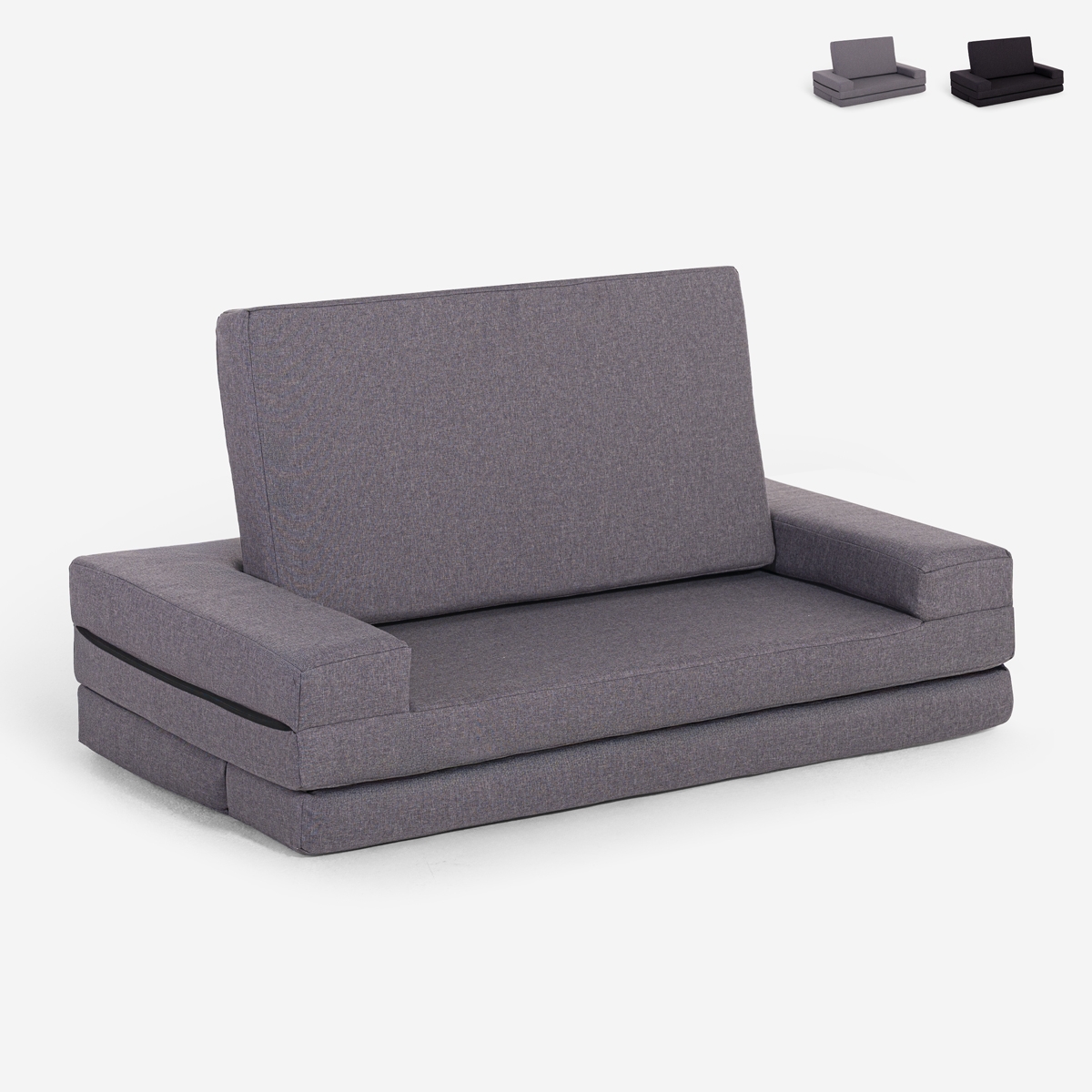 Canapé-lit 2 places modulable pliable gain de place en tissu Miranda Promotion