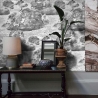 Papier peint vintage élégant blanc et noir pour chambre Nuvole Remises