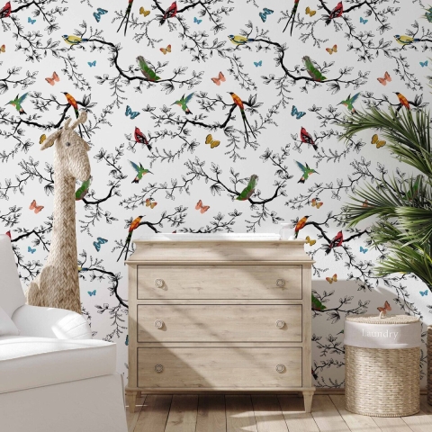Papier peint nature colorée pour cuisine et chambre d'enfant Battito di Ali Promotion