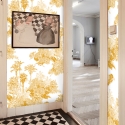 Papier peint floral vintage artistique blanc et jaune Toile de Jouy Vente