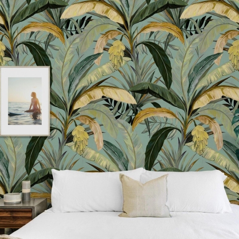 Papier peint autocollant jungle avec arbres Forêt Tropicale Vert Promotion