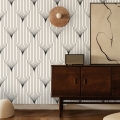 Papier peint géométrique design vintage noir et blanc Art Déco Promotion