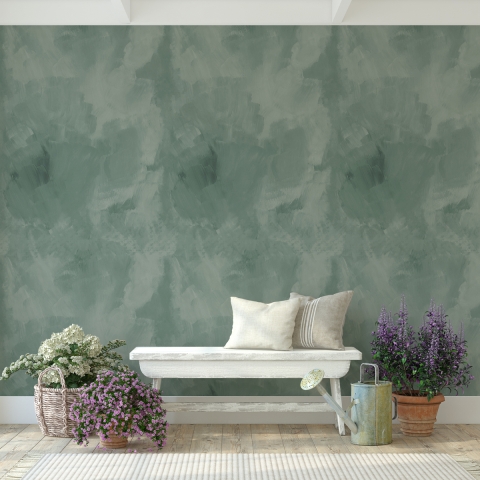 Papier peint adhésif élégant pour salon Stucco Veneziano Vert Promotion