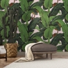 Papier peint floral jungle pour salon Feuilles de Bananiers Roses Catalogue