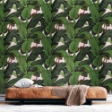 Papier peint floral jungle pour salon Feuilles de Bananiers Roses Choix