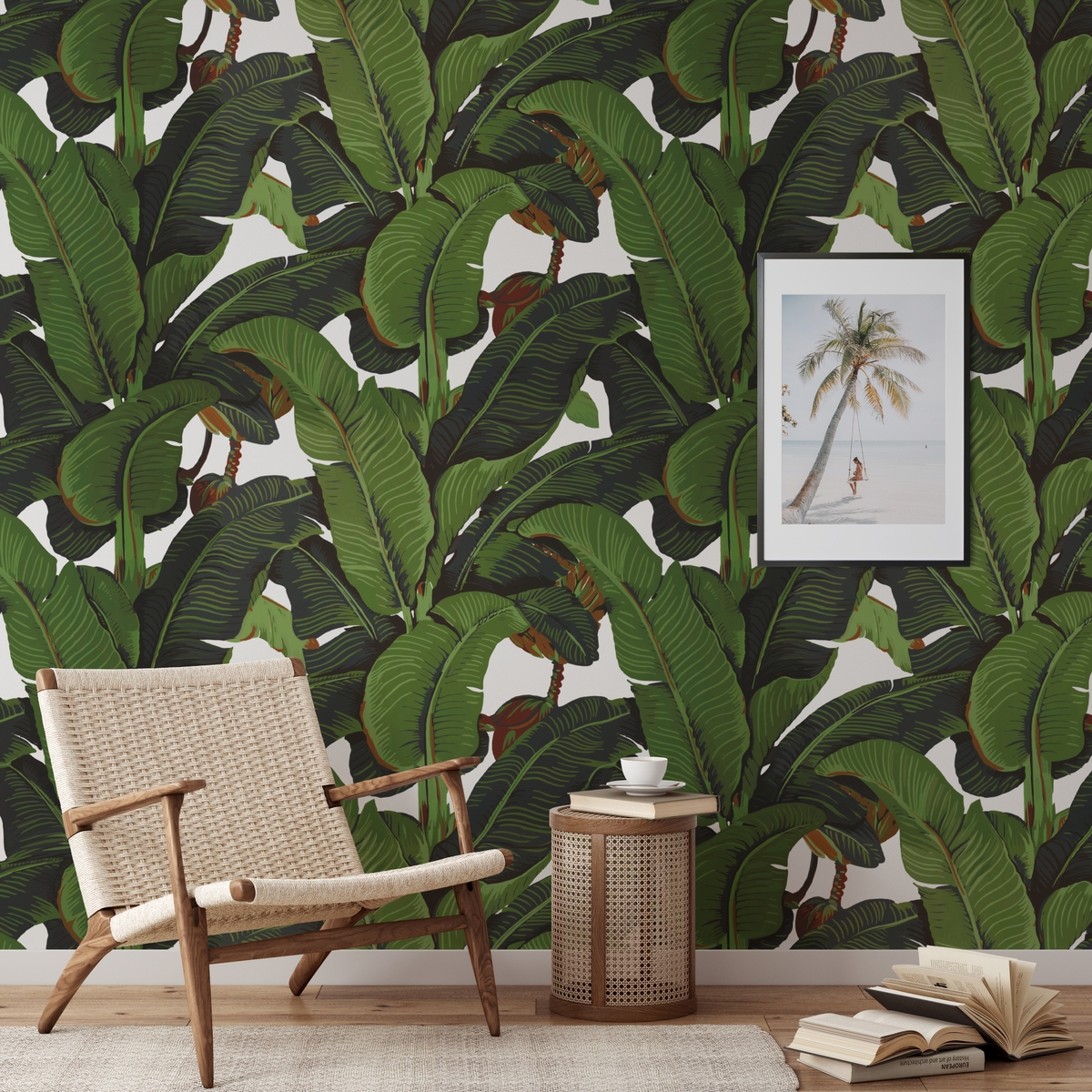 Papier peint jungle forêt pour salon moderne Feuilles de Bananiers Promotion Papier peint jungle forêt pour salon moderne Feuilles de Bananiers Promotion