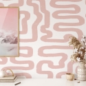 Papier peint moderne design géométrique Abstrait Blanc et Rose Vente