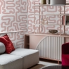 Papier peint moderne design géométrique Abstrait Blanc et Rose Remises