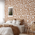 Papier peint adhésif design géométrique Abstrait Blanc et Noisette Promotion