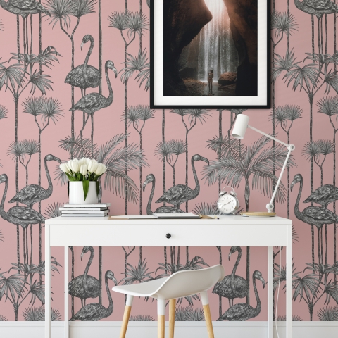 Papier peint adhésif rose élégant pour salon/chambre Pellicani Promotion