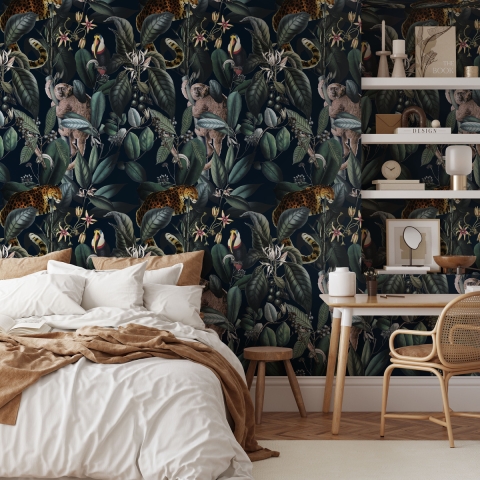 Papier peint chambre à coucher floral jungle Giungla Botanica Promotion