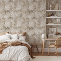 Papier peint beige élégant à motif floral pour chambre à coucher Feuilles Edera Promotion