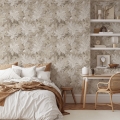 Papier peint beige élégant à motif floral pour chambre à coucher Feuilles Edera Promotion