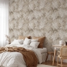 Papier peint beige élégant à motif floral pour chambre à coucher Feuilles Edera Vente