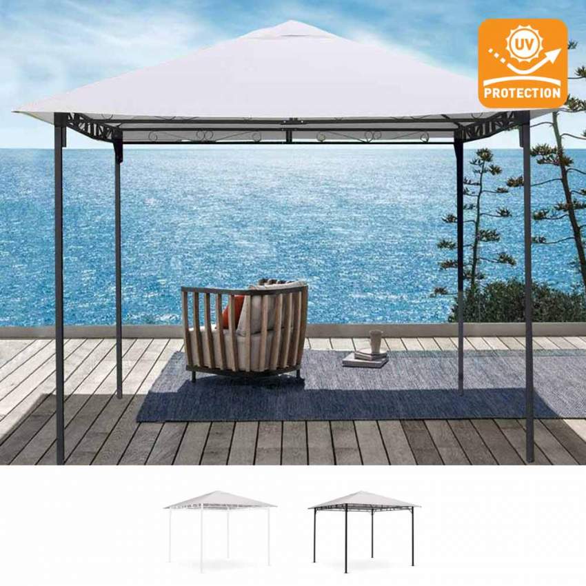 Tonnelle De Jardin Antivent En Acier 3X3 Mètres Style UV