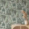 Papier peint salon avec plantes et feuilles jungle Botanica Verde Vente