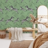 Papier peint vert adhésif pour chambre avec motif zèbres Vente