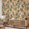 Papier peint jungle orange avec feuilles et animaux Jungla Tropicale Vente