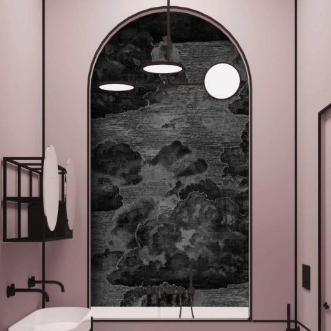 Papier peint élégant gris et noir pour salon Nuvole Vintage Promotion