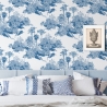 Papier peint vintage forêt blanc et bleu Toile de Jouy Blu Promotion