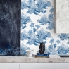 Papier peint vintage forêt blanc et bleu Toile de Jouy Blu Vente