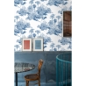 Papier peint vintage forêt blanc et bleu Toile de Jouy Blu Réductions