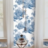 Papier peint vintage forêt blanc et bleu Toile de Jouy Blu Modèle