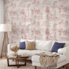Papier peint vintage avec paysages roses pour salon Toile de Jouy Rosa Promotion