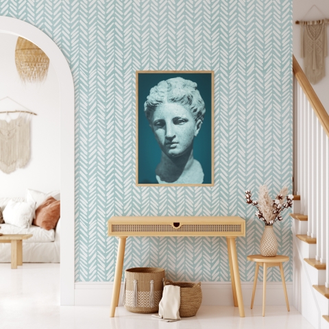 Papier peint vintage artistique pour salon chambre Géometrica Azzurra Promotion