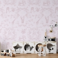 Papier peint floral avec animaux pour chambre d'enfant Rose Vittorienne Promotion