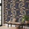 Papier peint plantes nature jungle fond bleu Giungla Botanica Promotion