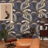 Papier peint plantes nature jungle fond bleu Giungla Botanica Vente