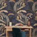 Papier peint plantes nature jungle fond bleu Giungla Botanica Offre
