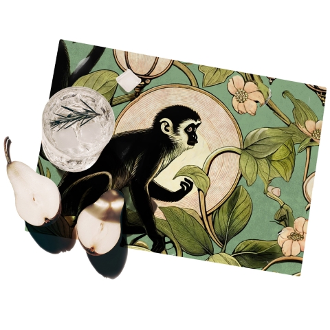 Lot de 2 sets de table petit-déjeuner Singes Vert Promotion