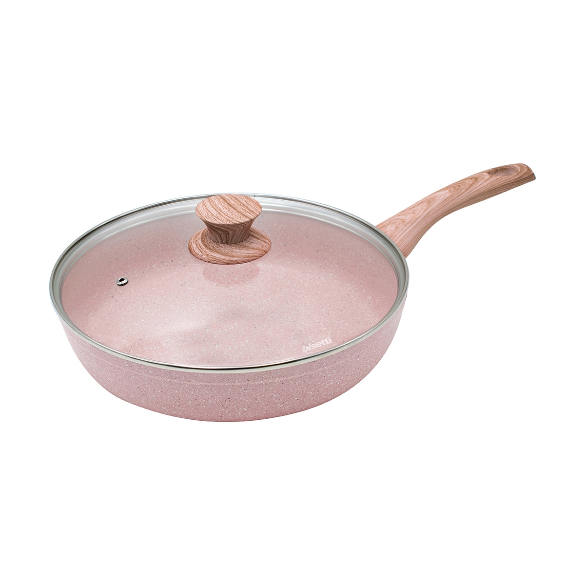 Poêle 28 cm antiadhésive effet granit rose avec couvercle Stonerose Promotion Poêle 28 cm antiadhésive effet granit rose avec couvercle Stonerose Promotion