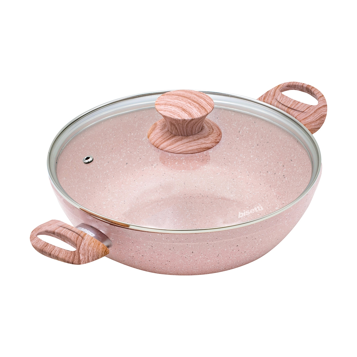 Poêle antiadhésive 24 cm rose granite avec couvercle Bisetti Stonerose Promotion Poêle antiadhésive 24 cm rose granite avec couvercle Bisetti Stonerose Promotion