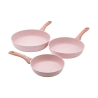 Ensemble de 3 poêles en aluminium antiadhésives effet granit rose Stonerose Promotion
