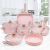 Batterie de cuisine induction 10 pièces effet granit rose Stonerose Vente